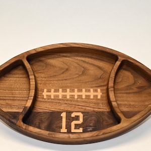 Handmade Walnut Football Wooden Serving Tray, Cutting board, Super bowl party, Gifts for him, Seahawks fan, NFL