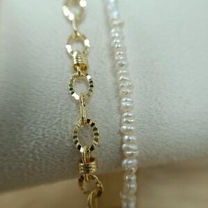 Pearl Bracelet | Gold Bridal Bracelet | Natural Freshwater Pearl Bracelet | Minimalist Bracelet | Double Layer Bracelet