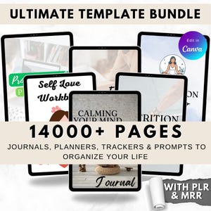 14000+ Pages PLR Canva Template Bundle, Planners, Journals, Trackers, Printable, Master Resell Rights, Private Label Rights