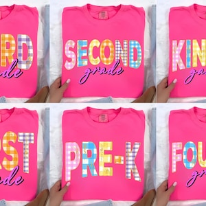 Neon Distressed First/ Second/ Third Grade Bundle Png, Preppy Back To School Png, Pre-k Colorful School Teacher Png, 1st Png