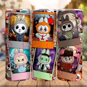 Halloween Monster Doll 20 oz Straight Tumbler Wrap Png, Kawaii Monsters Halloween 20oz Png