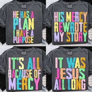 His Mercy rewrote my story Png Bundle, It&#39;s was Jesus all long, Christian women Png, Distressed Everyday Jesus png, Bible verse png, Jesus