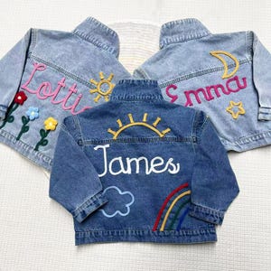 Chaqueta vaquera con nombre personalizado, chaqueta personalizada con nombre para niña pequeña, chaqueta para bebé con nombre, regalo de cumpleaños para niños, regalo para baby shower