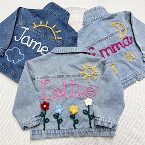Chaqueta vaquera con nombre personalizado, chaqueta personalizada con nombre para niña pequeña, chaqueta para bebé con nombre, regalo de cumpleaños para niños, regalo para baby shower