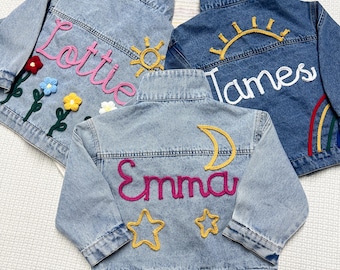 Custom Name Denim Jacket, Personalized Toddler Girls Name Jacket, Baby Jacket With Name, Birthday Gift For Kids, Baby Showers Gift