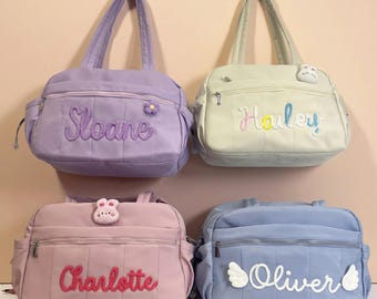 Custom Duffel Bag : Personalized Chenille Yarn Letter Cheer & Dance Bag, Waterproof Pocket Bag, Dance Bag, Travel Bag, gifts for her