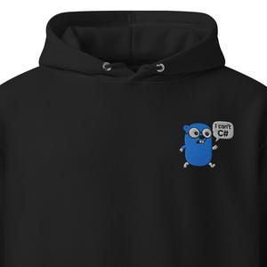 Sudadera con capucha de programador divertida: "No puedo usar C#, Go Gopher Design"