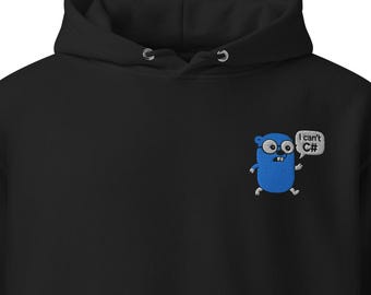 Funny Programmer Hoodie – I Can’t C# Go Gopher Design