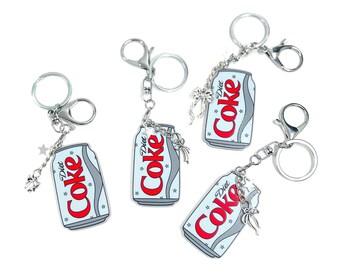 Diet Soda Keychain | 3D UVDTF Keychain | Cute Charm Keychain | Silver Hardware Bag Charm | Retro Soda Accessory | Gift for Her