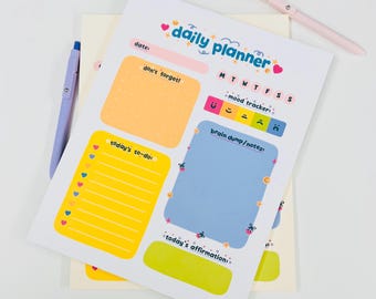 Daily Planner Notepad Tear Off | 50 Sheet Desk Planner Pad | To Do List & Schedule Organizer | Minimal Daily Routine Notepad | Productivity