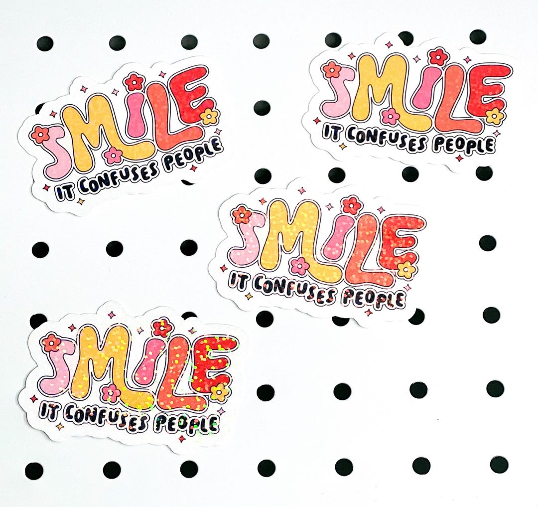 Wht Confudees Sticker Smile It Confuses People Sticker: Waterproof Vinyl Sticker for Laptops ...