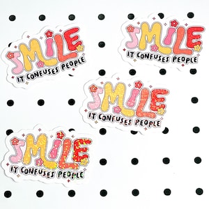 Smile It Confuses People | Vinyl Sticker | Waterproof Sticker | Laptop Sticker | Water Bottle Sticker | by CasaCortesCollections