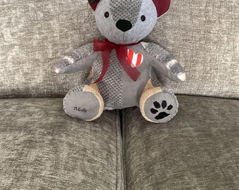 Personalised Pet Keepsake Memory Bear Made From Pet Bedding, Blankets and Toys