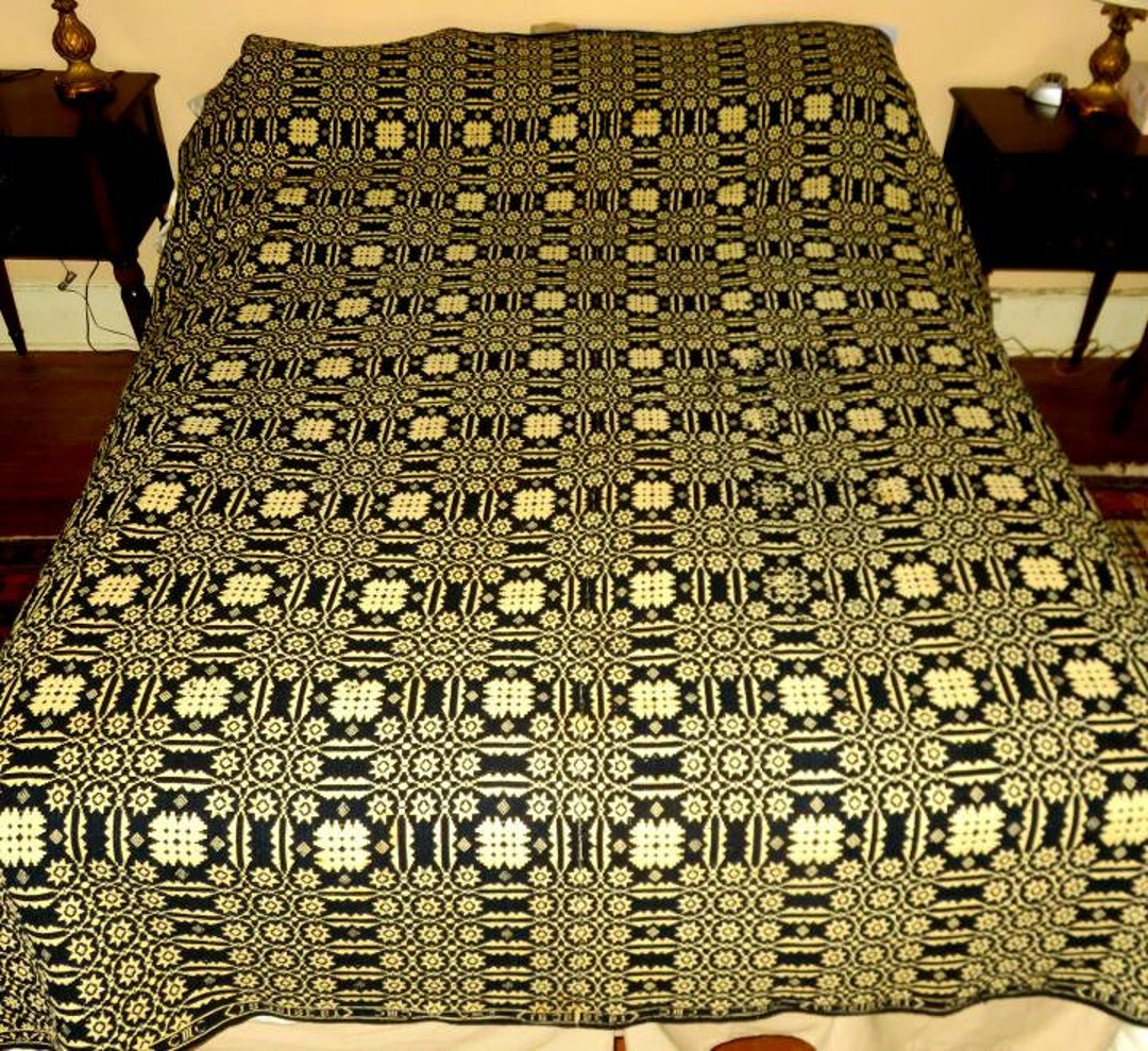 1838 DATED ANTIQUE Coverlet,jacquard Reversible,pre Civil War Era,94 ...