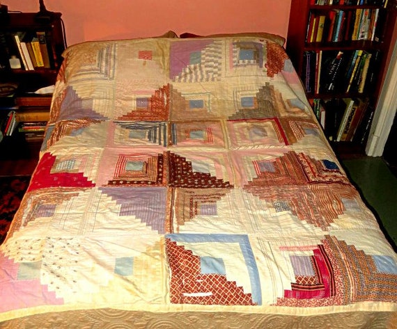 アンティークキルト✴︎ログキャビン ANTIQUE LOG Cabin QUILT 1860-1880,70