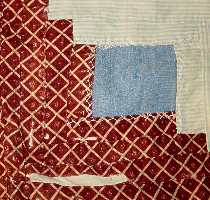 ANTIQUE LOG Cabin QUILT 1860-1880,70