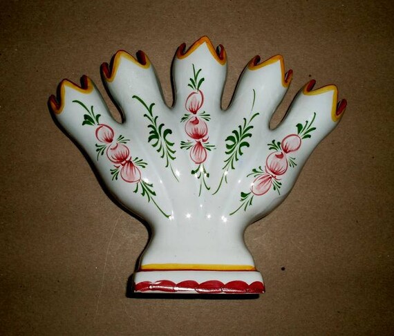Vintage Portugal 5 Doigts Bourgeons Fleurs Vase à Fleurs - 