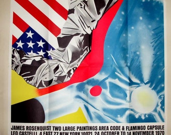 1970 JAMES ROSENQUIST art POSTER Leo Castelli Gallery New York exhibition print,paintings,pop art,red,turquoise,Flamingo Capsule,Area Code