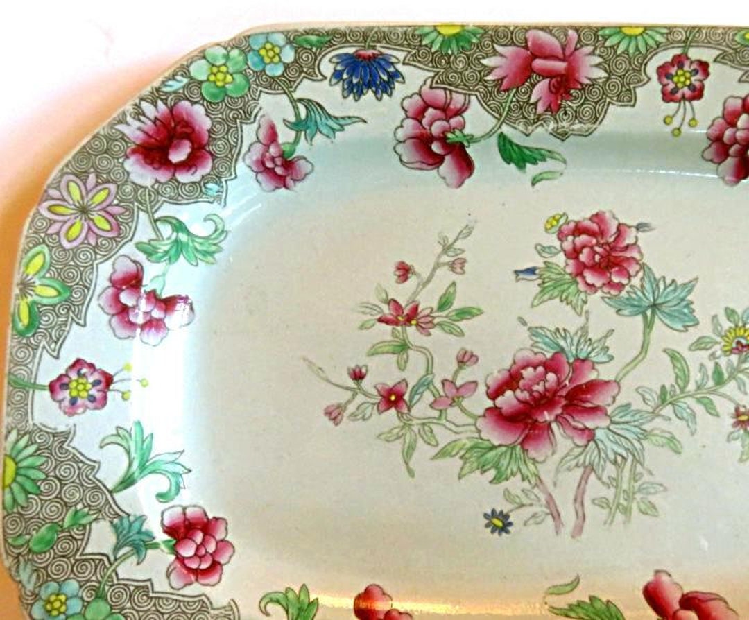 ANTIQUE 18051830,SPODE OBLONG Dessert Plate,vg Condition,peonies