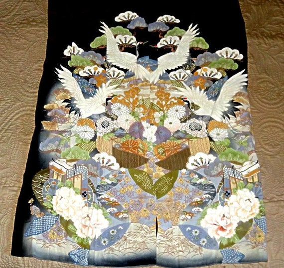 VINTAGE KIMONO JAPAN,traditional custom hand stit… - image 1