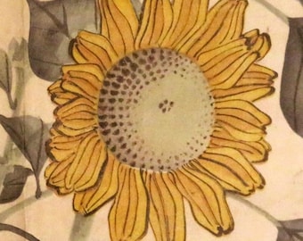 1886 ANTIQUE WOODBLOCK JAPAN, print,Sunflowers,Nishiyama Kenchiro, Kan'ei,Osaka artist,flowers,fine art flower print,antique nature print