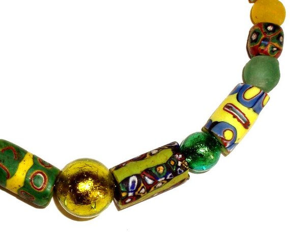 7 piece beads Antique trade Beads Ghana beads 17-19 mm x 8-11 mm 18JH handmade beads original Murano trade beads West Africa