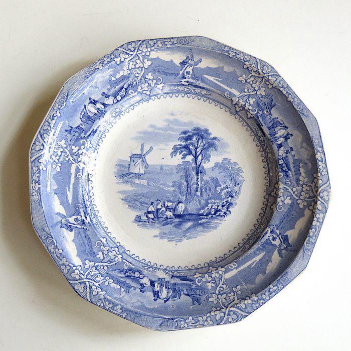 1850's STAFFORDSHIRE GEORGE WOOLISCROFT Antique Columbia Blue