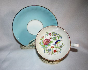 Aynsley Fine Bone China England Floral Garden Teacup and Saucer on Etsy by APURPLEPALM