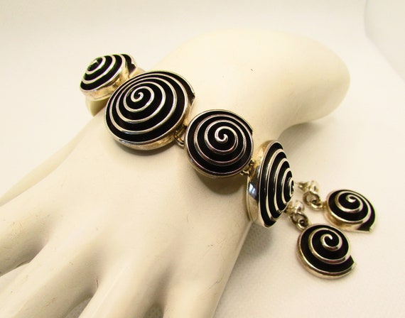 Solid Sterling Silver 77 Grams Link Bracelet & Ma… - image 3