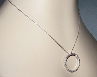 Sterling Silver and CZ Circle Pendant Necklace on Etsy by APURPLEPALM