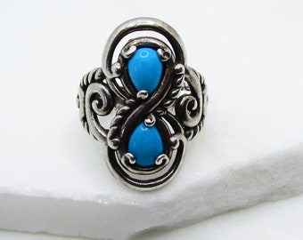 Sterling Silver Turquoise Size 6 Ring Marked CR on Etsy by APURPLEPALM