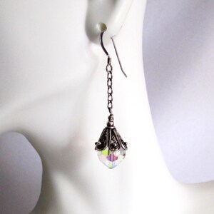 Sterling Silver & Clear AB Swarovski Crystals 1 3/4&quot; Fancy Drop Earring on Etsy by APURPLEPALM