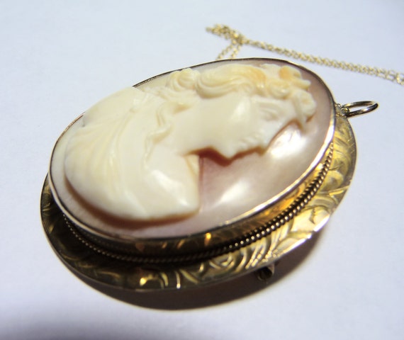 Victorian 10K Cameo Carved Shell Diana on Etsy - image 2
