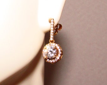 Simply Elegant Sterling Silver & Gold Vermeil Diamond? Bling Dangling Stud Earrings on Etsy by APURPLEPALM