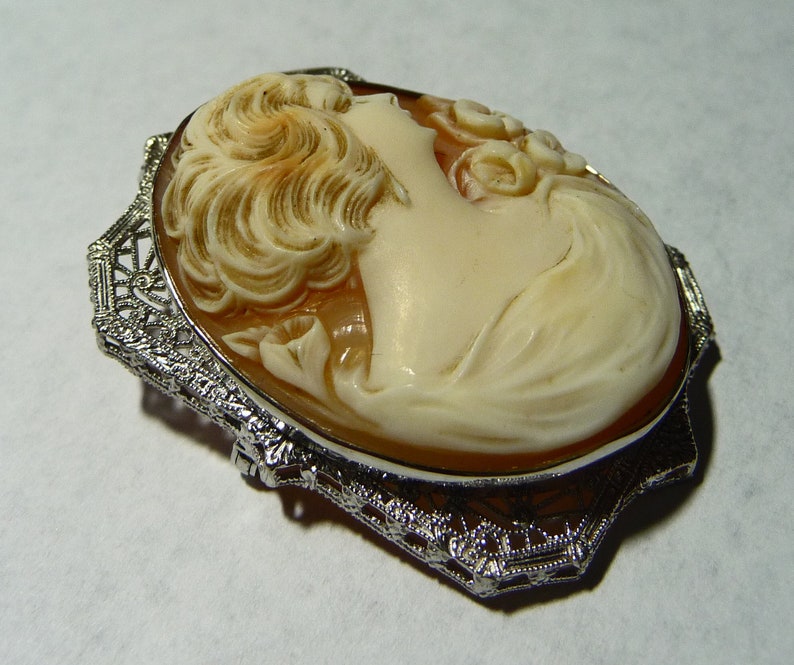 Vintage 10K Gold Deco Cameo on Etsy image 3