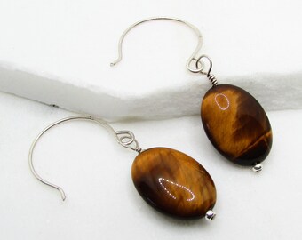 Sterling Silver & Tigers Eye Hand Made Earrings on Etsy by APURPLEPALM