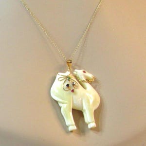Vintage 14K Gold Carved Camel with Rubies, Emerald & Sapphires Necklace on Etsy with APURPLEPALM