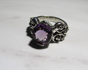 Vintage Fancy Sterling Silver & Amethyst Size 8 1/2 Ring on Etsy by APURPLEPALM