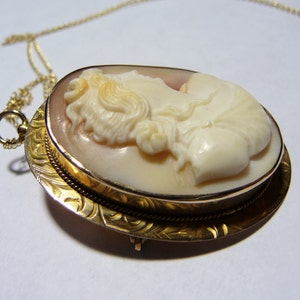 Victorian 10K Cameo Carved Shell Diana on Etsy image 3