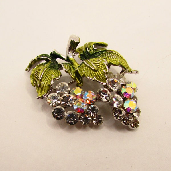 Wine Lovers Petite Rhinestone Grape Brooch Pin on Etsy by APURPLEPALM