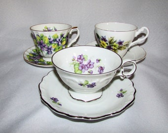 Violets, Violets, Violets Teacups and Saucers Bone China Made in England Your Choice on Etsy by APURPLEPALM