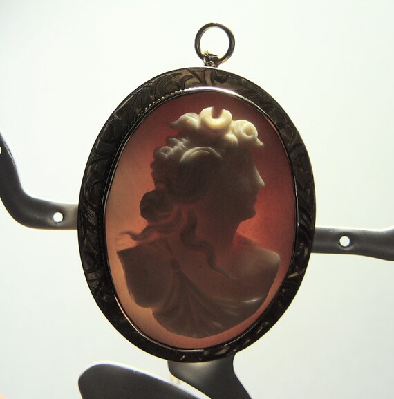 Victorian 10K Cameo Carved Shell Diana on Etsy - image 5