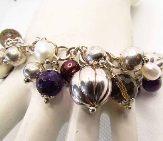 Chunky Multi Gem & Sterling Silver Bauble Charm B… - image 8