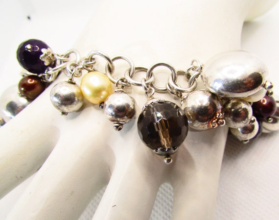 Chunky Multi Gem & Sterling Silver Bauble Charm B… - image 7