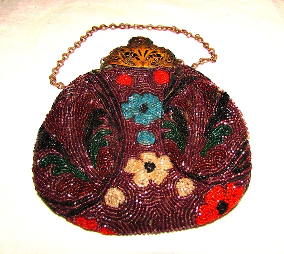 Antique Micro Glass Beaded Purse Beautiful Brass Clasp on Etsy