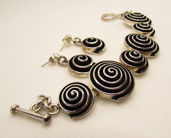 Solid Sterling Silver 77 Grams Link Bracelet & Ma… - image 2