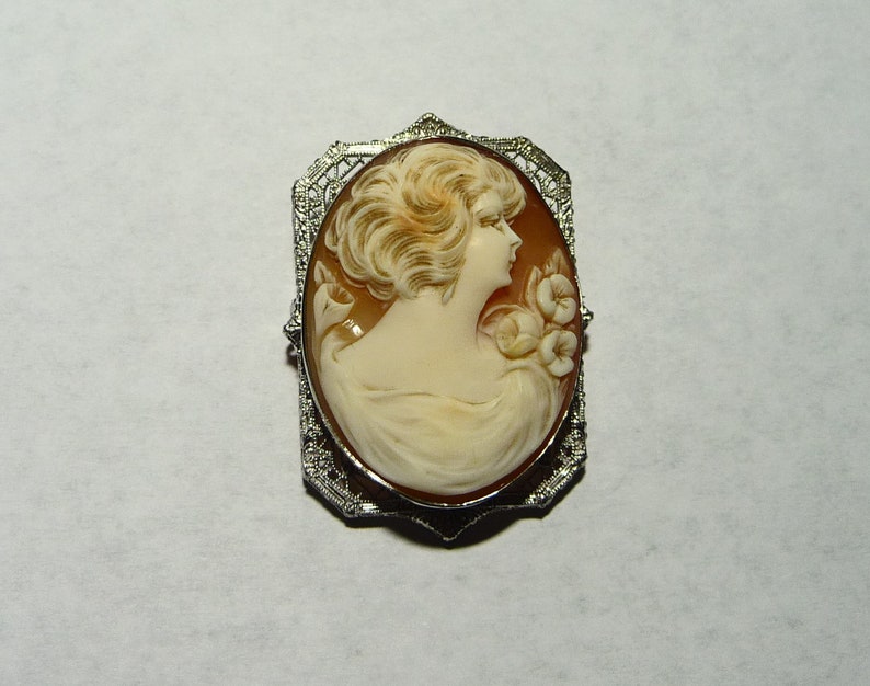 Vintage 10K Gold Deco Cameo on Etsy image 1