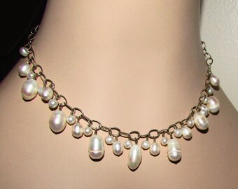 Pearl & Sterling Silver Bauble Necklace OOAK on Etsy by APURPLEPALM