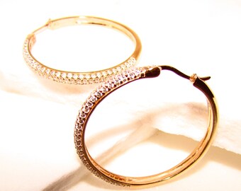 Gold over Sterling Silver & CZ Hoop Earrings on Etsy