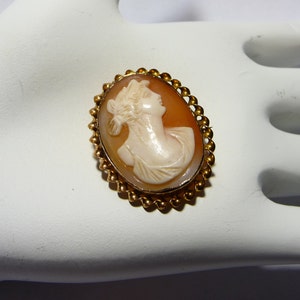 Antique 10K Gold Carved Shell Cameo Pin Pendant on Etsy image 1